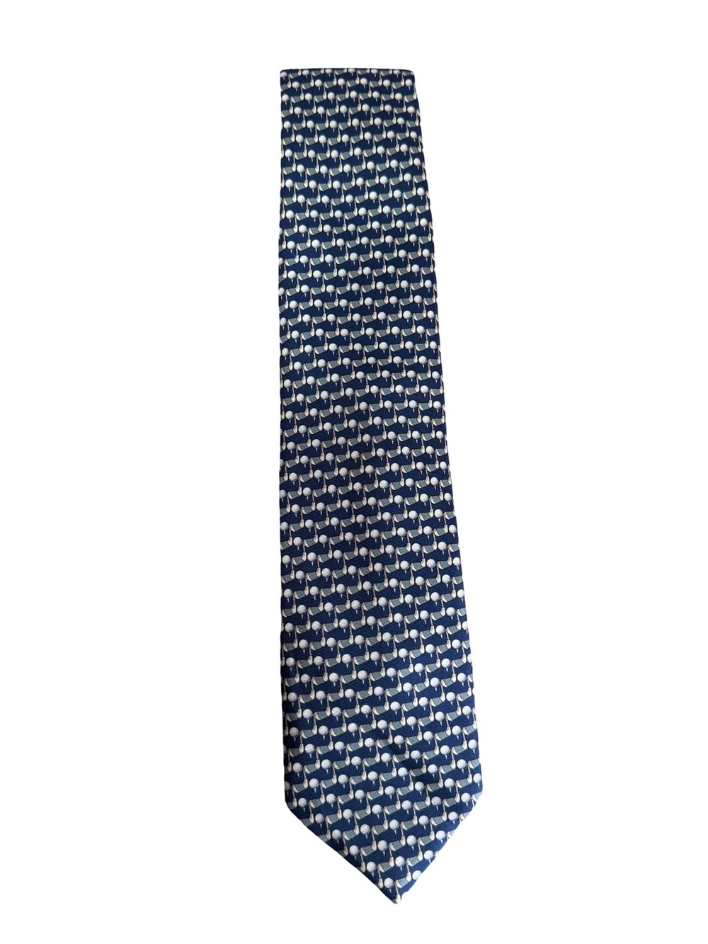 Navy Golf Pattern Silk Tie
